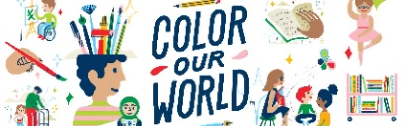 Collaborative Summer Library Program Color Our World theme logo